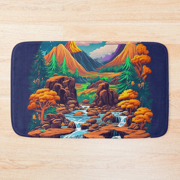 Item preview, Nightly starry sky over an autumn mountain landscape designed and sold by Minpadesign.