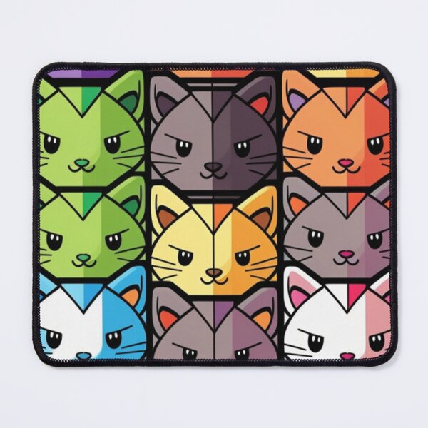 Item preview, Colorful Checker Pattern with cute Kawaii cats designed and sold by zoldi.