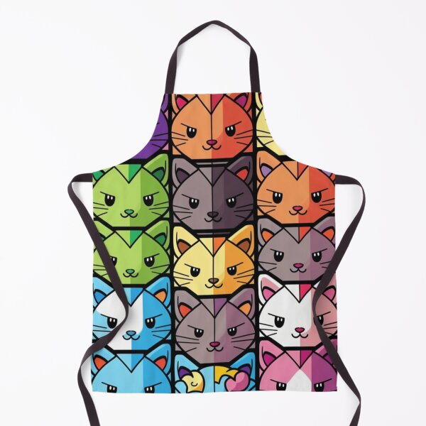 Item preview, Colorful Checker Pattern with cute Kawaii cats designed and sold by zoldi.