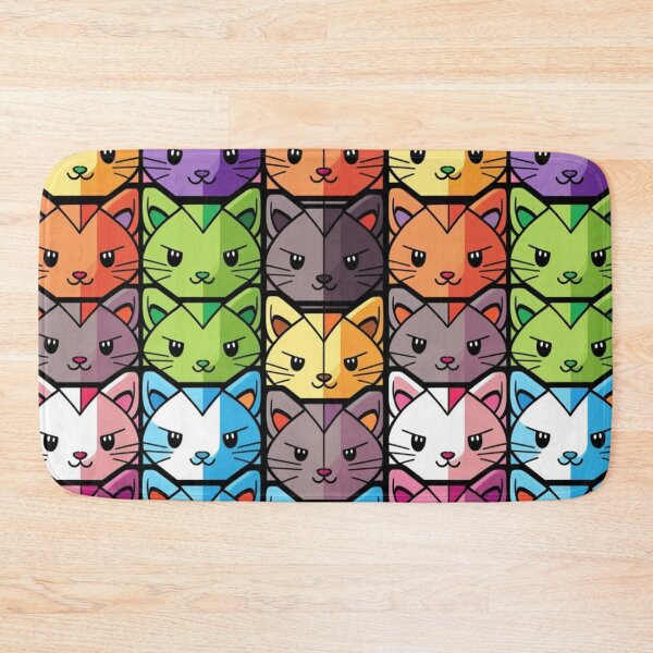 Item preview, Colorful Checker Pattern with cute Kawaii cats designed and sold by zoldi.