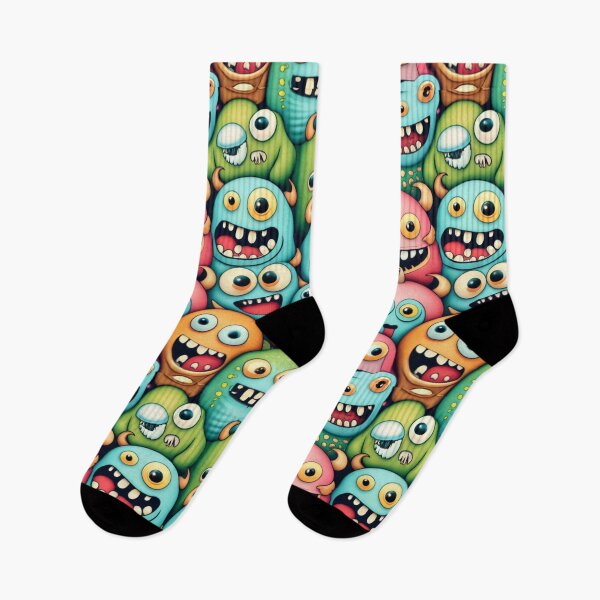 Item preview, creatures fantasy 3D fabric pattern multi colors blue red green blue orange graffitichildren's logo print, children's T-shirt, bedding with people's patterns, leggings, dress, bedding drawing designed and sold by gulka8.
