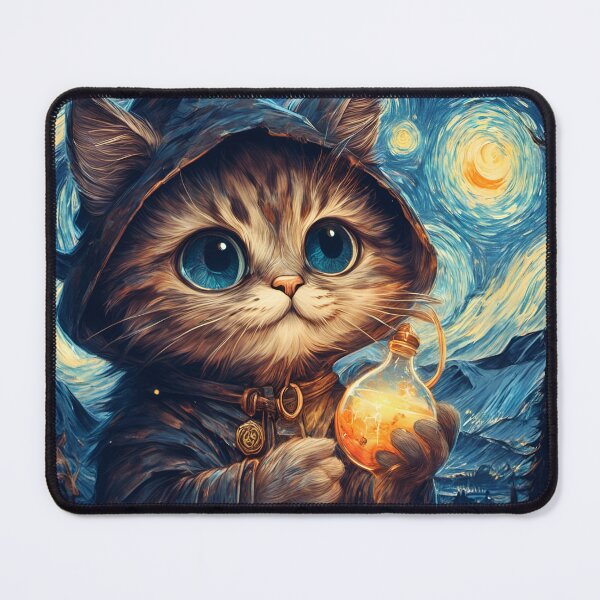 Item preview, A Magical Cat in Van Gogh Style designed and sold by Angelandspot.