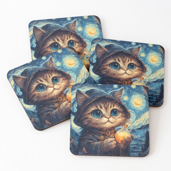 Item preview, A Magical Cat in Van Gogh Style designed and sold by Angelandspot.