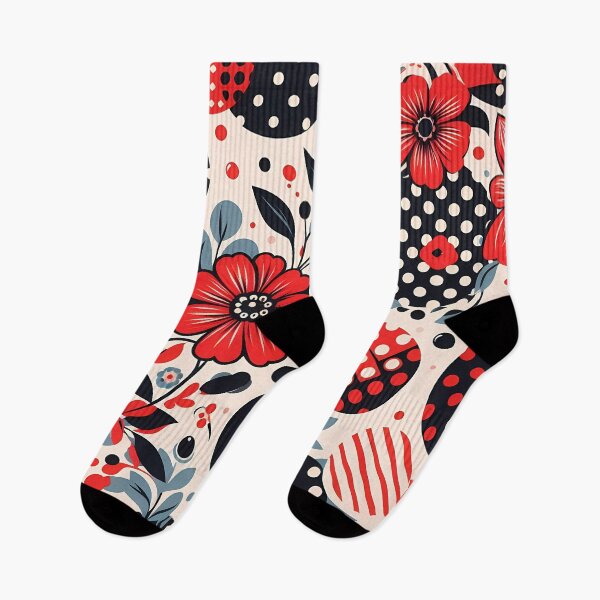 Item preview, Red And Black Floral Polka Dots Abstract designed and sold by Coffee Lifestyle.