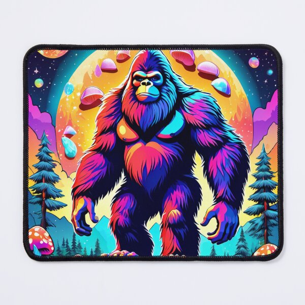 Item preview, Cosmic Bigfoot dances in psychedelic harmony with Earth's mushrooms. designed and sold by MoonShroomPrint.