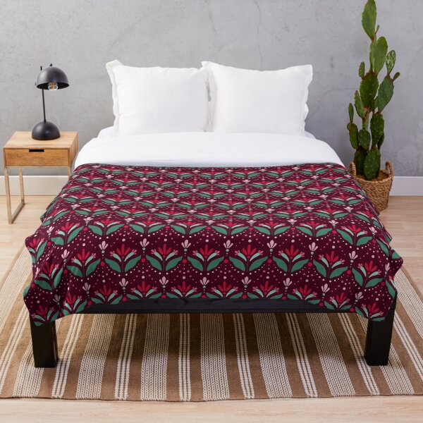 Item preview, Floral motifs on dark red - Teal, Dark Red and Pink designed and sold by Olena Kovalova Design.