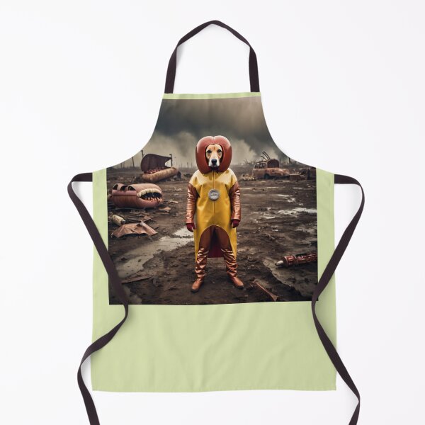 Item preview, Post-apocalyptic pup dons heroic hot dog attire designed and sold by MoonShroomPrint.