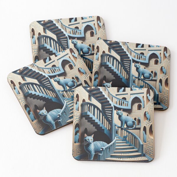Item preview, Escher's Optical Illusion and Endless Walls and Stairs with Cats Impossible Construction designed and sold by Butler in the Home.