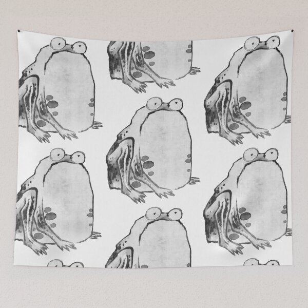 Item preview, Silent Haiku: Ito Jakuchus Frog Cutout in Black and White designed and sold by EmeraldeaArt.