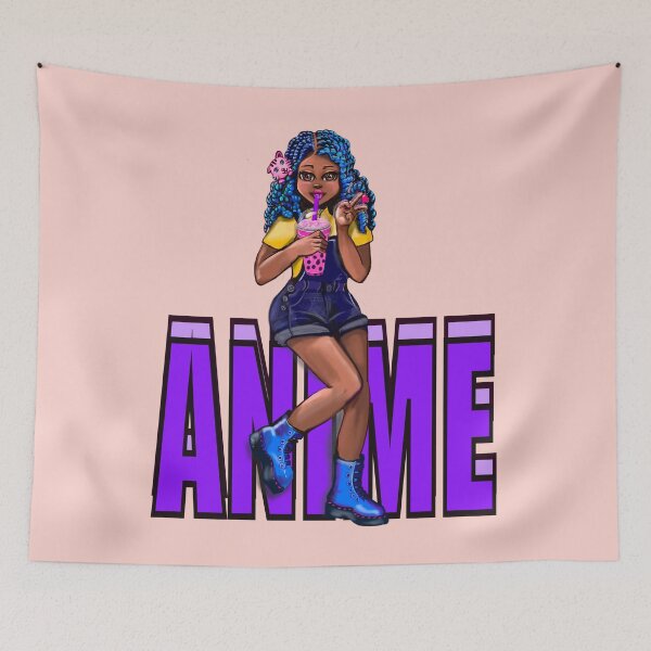 Item preview, Cute Kawaii black Girl with bubble tea, African American, Black cartoon, anime, game character girl designed and sold by Artonmytee.