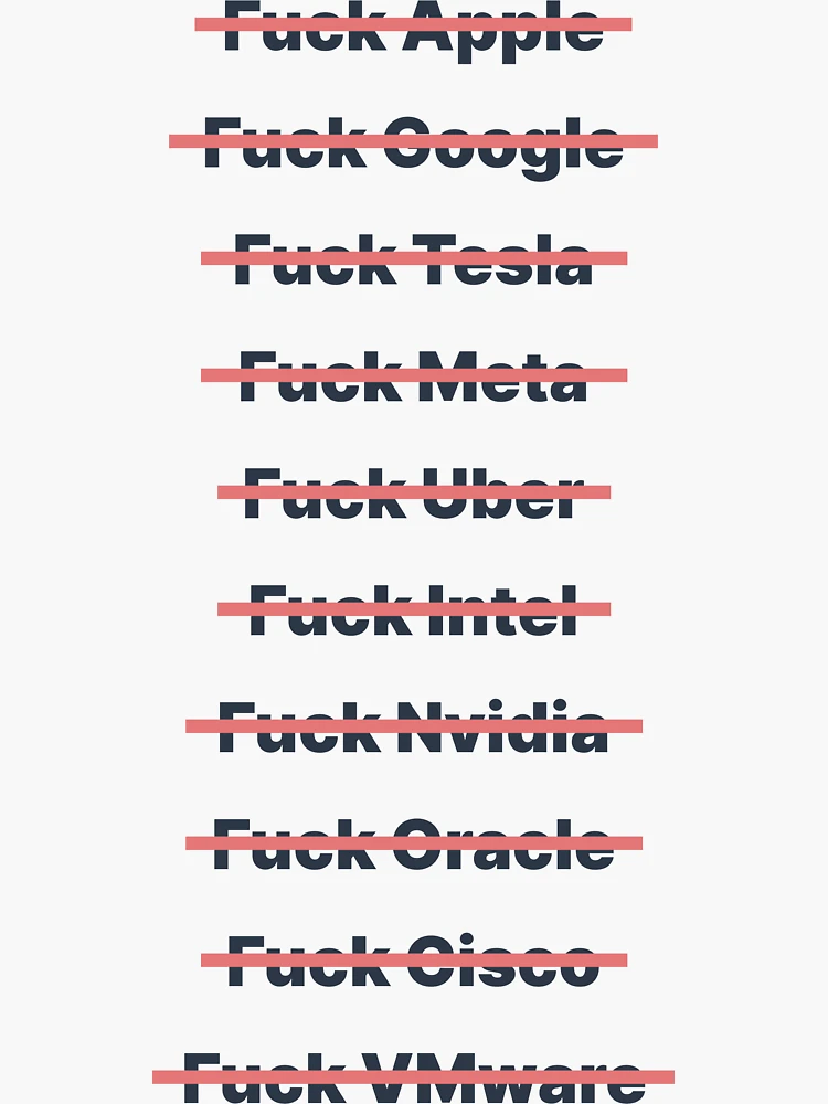fuck google meta apple big tech companies Bay Area Sticker