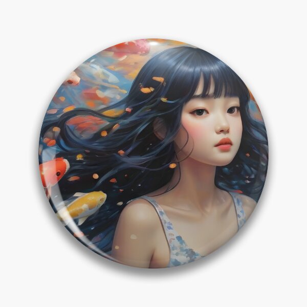 Item preview, Woman with fish in the sea artistic watercolor style designed and sold by pixelartestudio.