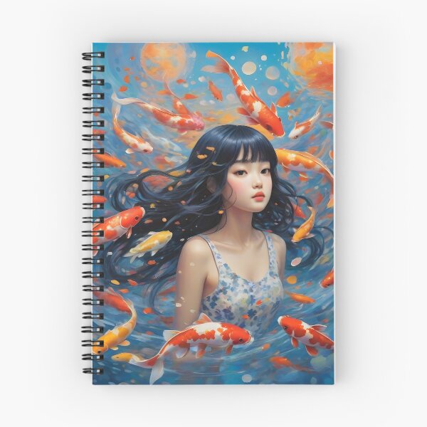 Item preview, Woman with fish in the sea artistic watercolor style designed and sold by pixelartestudio.