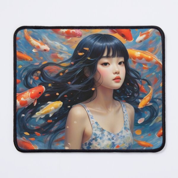 Item preview, Woman with fish in the sea artistic watercolor style designed and sold by pixelartestudio.