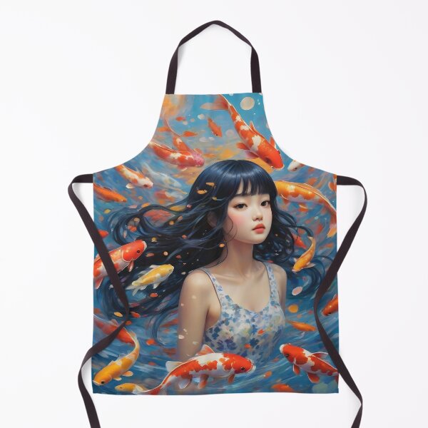 Item preview, Woman with fish in the sea artistic watercolor style designed and sold by pixelartestudio.