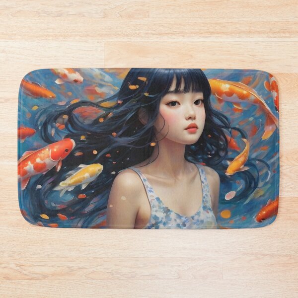 Item preview, Woman with fish in the sea artistic watercolor style designed and sold by pixelartestudio.