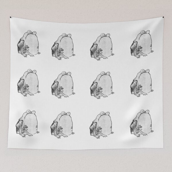 Item preview, Ito Jakuchus Dozen Haiku black and white sad frog Cutouts designed and sold by EmeraldeaArt.