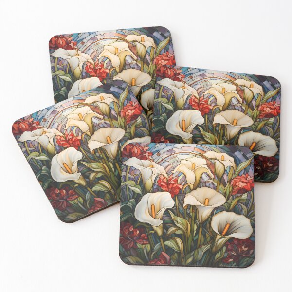 Artikelvorschau, Buntglas-Jugendstil-Calla-Liliengarten entworfen und verkauft von Matt's Artificial Nature.