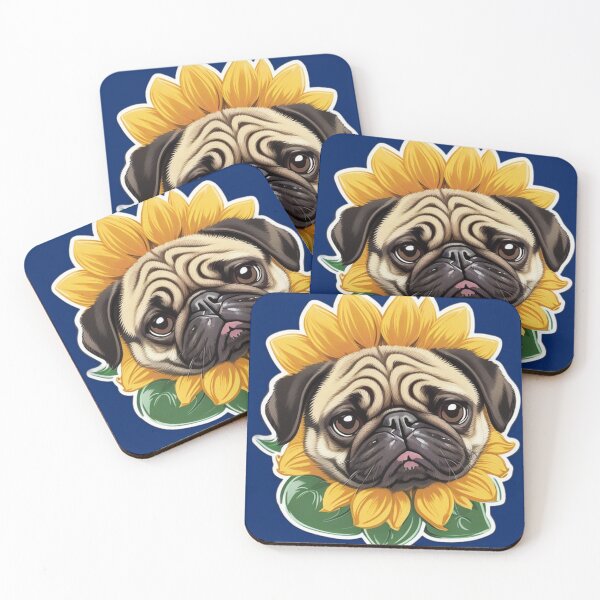 Item preview, Pug Sunflower Face Cute Pug T Shirt Merch designed and sold by PRINTS2HOT.