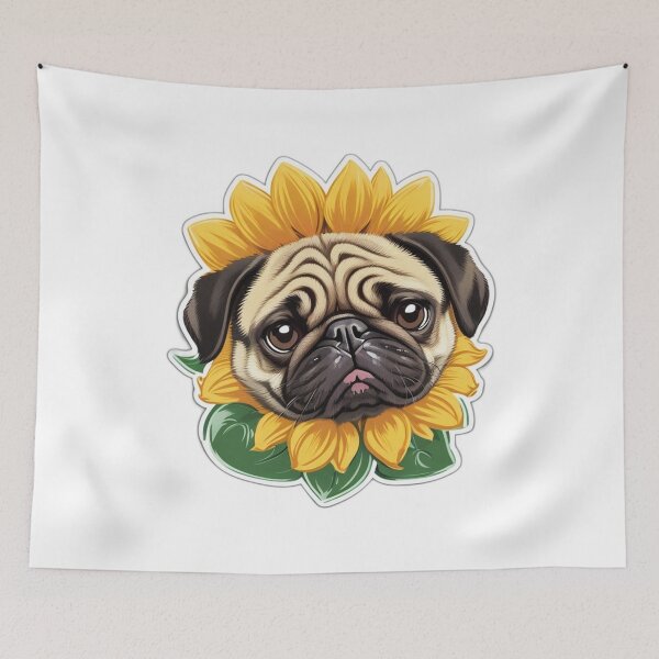 Item preview, Pug Sunflower Face Cute Pug T Shirt Merch designed and sold by PRINTS2HOT.