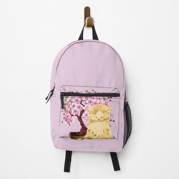 Item preview, Cute Zen Cat With Pink Bonsai designed and sold by VistaVintage.