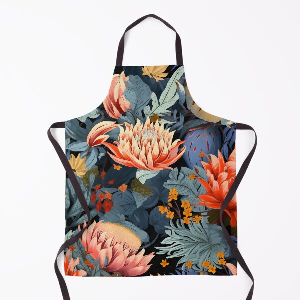 Item preview, Protea Blaze - Fiery Floral Elegance on Cool Blue designed and sold by FernsbyDesign.
