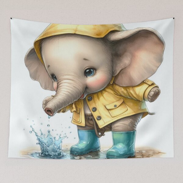 Item preview, Elephants playing in a puddle. designed and sold by growing-mom.