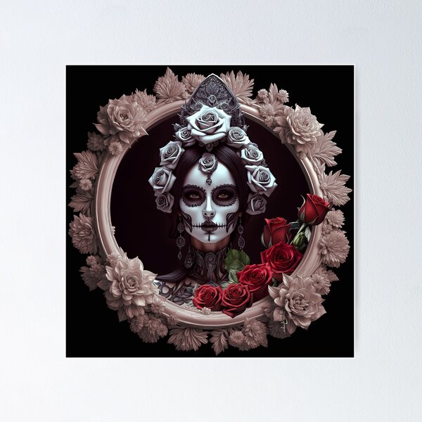 Femme peinte du visage de la mort Poster