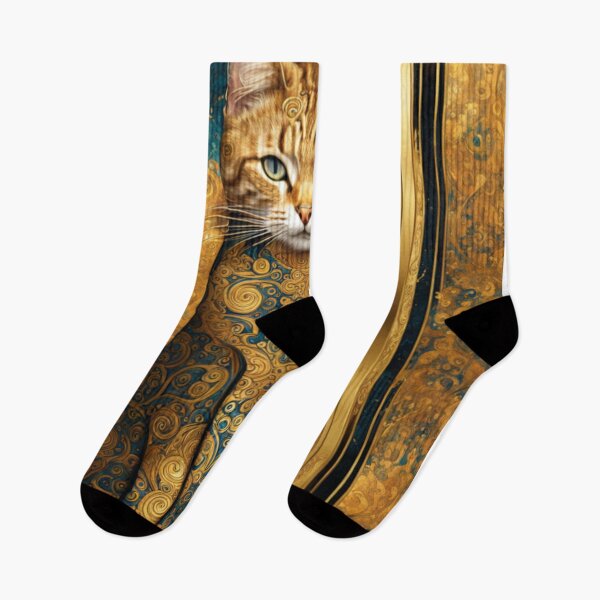 Artikelvorschau, Goldene Katzen - Von Gustav Klimt inspirierte goldene Muster, dekorative Kunst entworfen und verkauft von Butler in the Home.