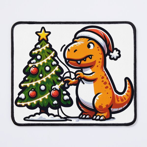 Item preview, Festive Dino Delight: T-Rex Trimming the Christmas Tree Illustration designed and sold by AIARTIST1.