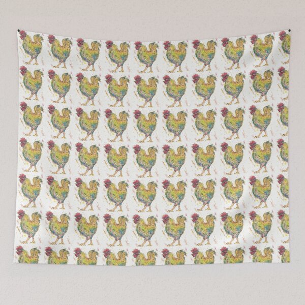 Item preview, Strutting rooster clucking in the backyard designed and sold by CrittersByLola.