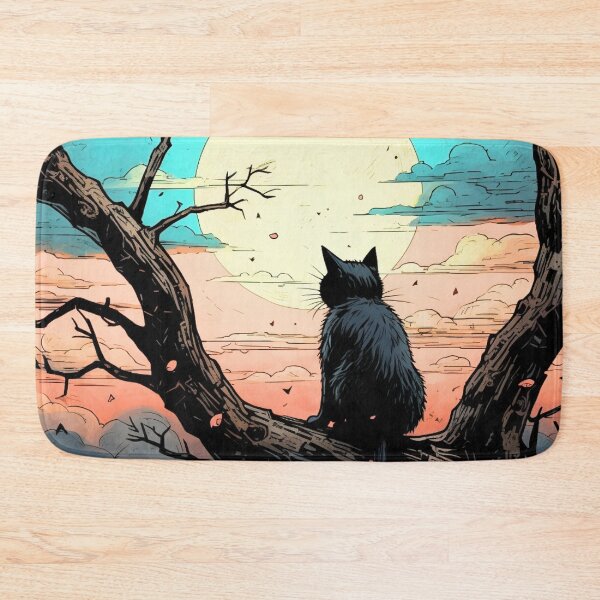 Item preview, Black Cat Watching the Sunset on a Branch designed and sold by HausKatz.