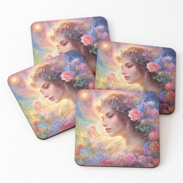 Item preview, Captivating Beauty: Woman Embraced by Radiant Roses with Mesmerizing Rainbow Petals designed and sold by UnitedColours.