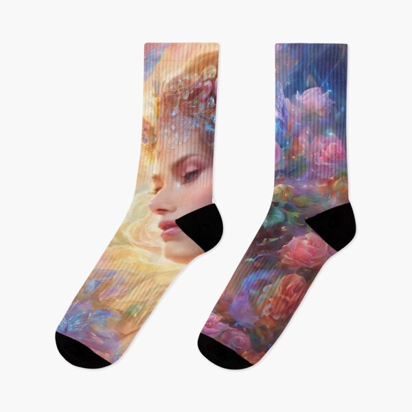 Item preview, Captivating Beauty: Woman Embraced by Radiant Roses with Mesmerizing Rainbow Petals designed and sold by UnitedColours.