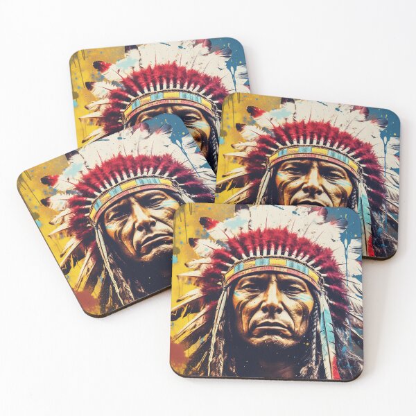 Item preview, Colorful Portrait of a Native American designed and sold by Lamarcy.