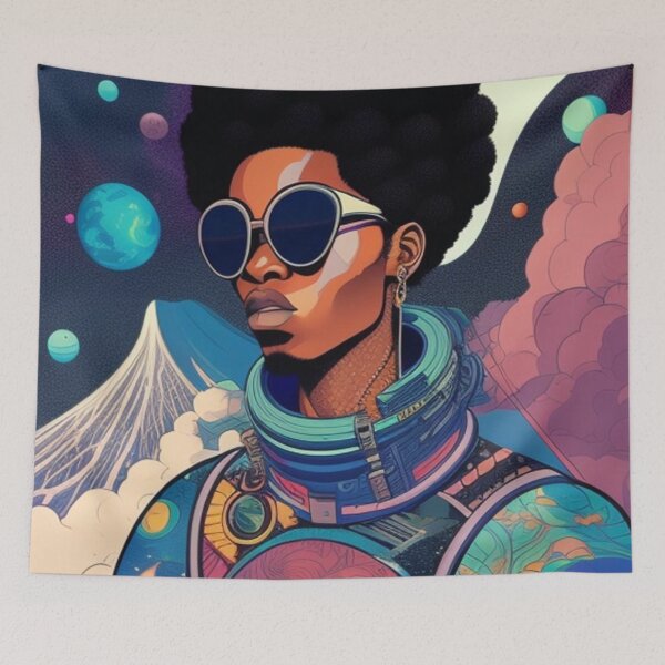 Item preview, Black astronaut fashion print  designed and sold by Roxburylane.