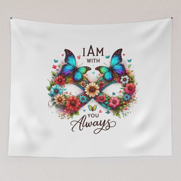 Item preview, I Am With You Always, Infinity Art with Butterflies and Flowers designed and sold by Faithloveshop.