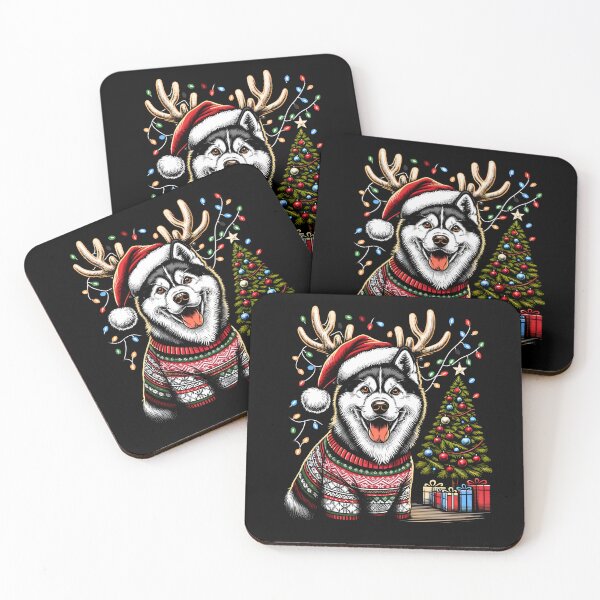 Item preview, Husky Siberian Dog Light Vintage Christmas Tree Ugly Sweater Santa's Hat Xmas designed and sold by JoelFox165.