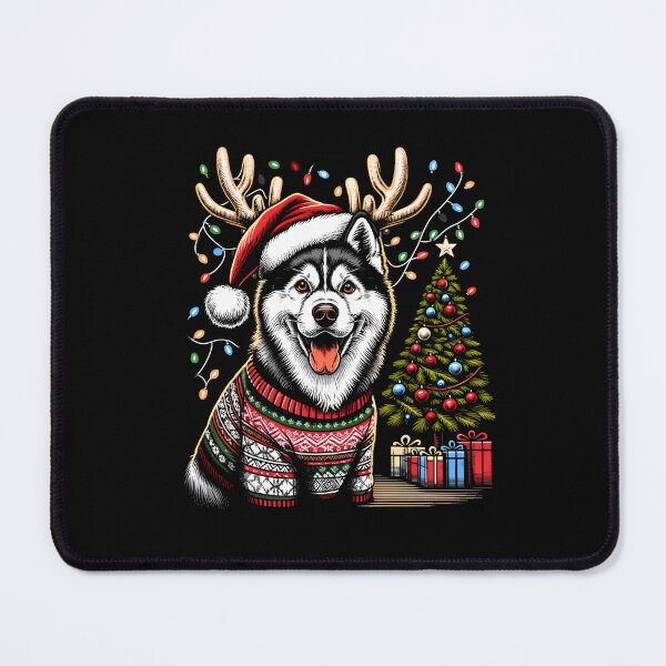 Item preview, Husky Siberian Dog Light Vintage Christmas Tree Ugly Sweater Santa's Hat Xmas designed and sold by JoelFox165.