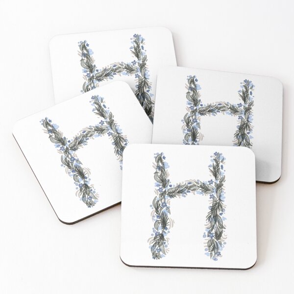 Item preview, Blue and Green Watercolor Floral Monogram H designed and sold by serafineaandd.