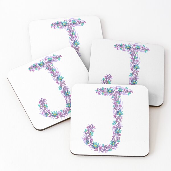 Item preview, Purple and Teal Watercolor Floral Monogram J designed and sold by serafineaandd.