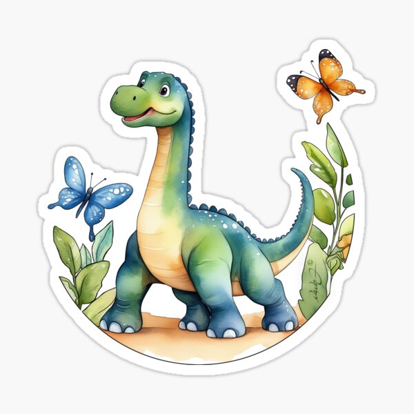 Bébé diplodocus et les papillons Sticker