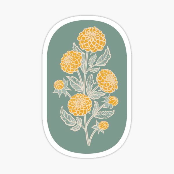 Dahlias in Green and Gold Sticker