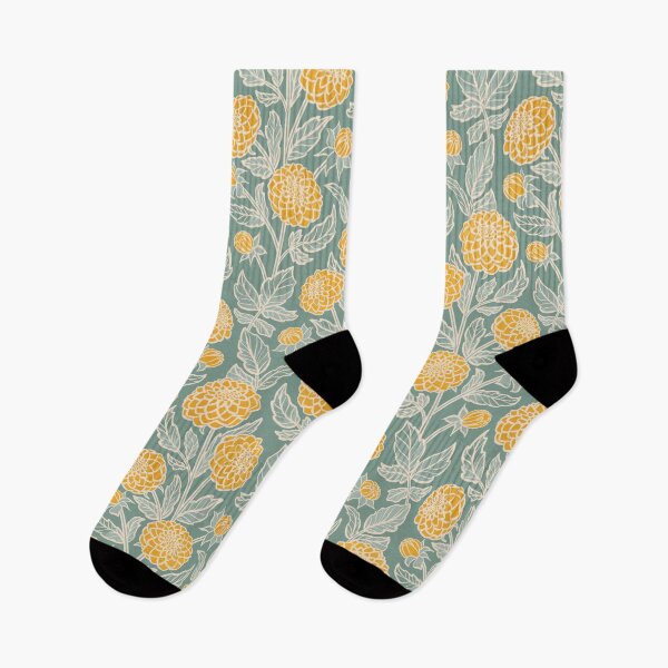 Item preview, Dahlias in Green and Gold designed and sold by lurepeating.