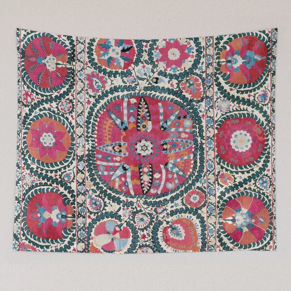 Item preview, Large Medallion Bokhara Suzani  Antique Uzbekistan Embroidery Print designed and sold by Vicky Brago-Mitchell®.