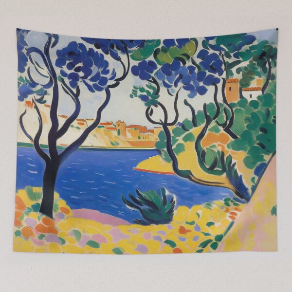 Item preview, Matisse inspired Coastal Charm Collioure Landscape Painting designed and sold by Tamas Das.