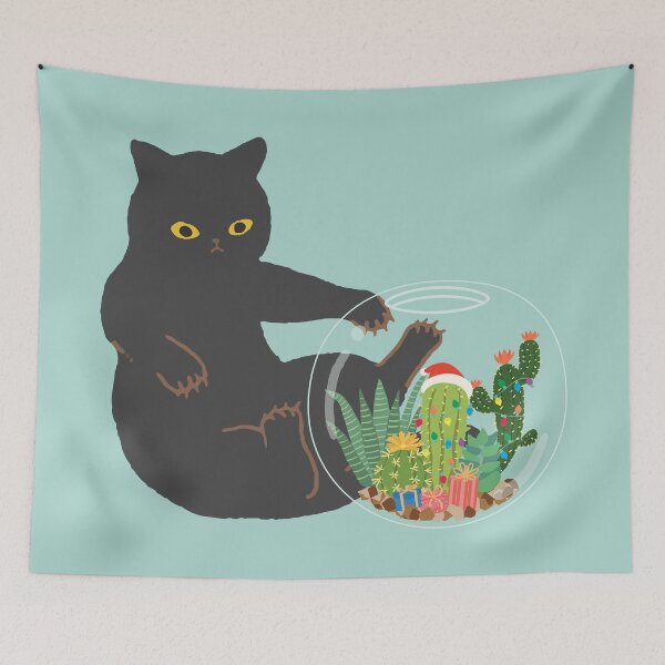 Item preview, Christmas Cactus and Black Cat designed and sold by chillaxcats.