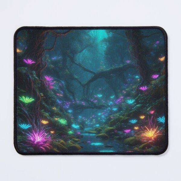 Item preview, Luminescent Nexus: A Techpunk Tapestry of Tetradic Radiance in the Glowing Forest designed and sold by RedArtG09.