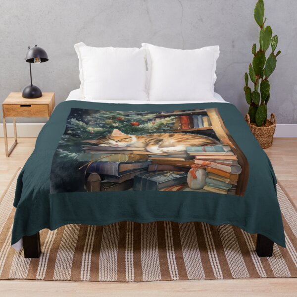 Item preview, Christmas Cat Asleep on books (Watercolor) designed and sold by Samuelsboro.