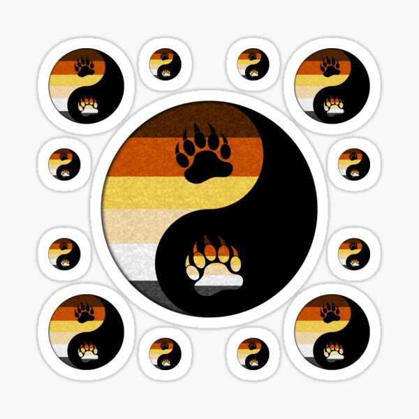 Gay Bear Pride Yin and Yang Symbol in Pride Flag Colors Sticker